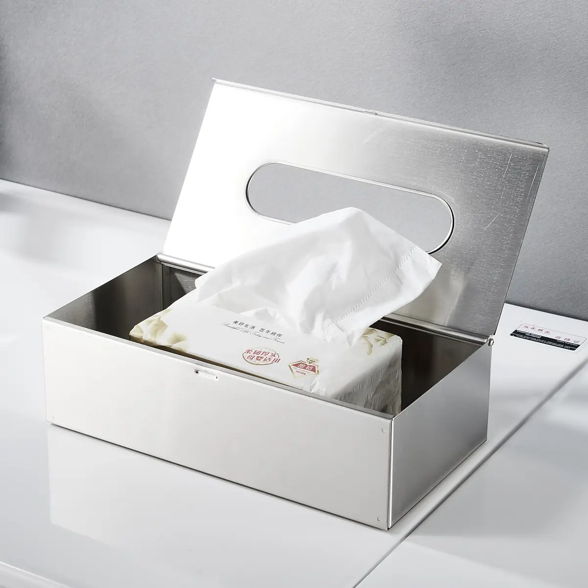 JunSun Rectangular Tissue Box Cover - Brushed Nickel Stainless Steel | Modern Bathroom & Bedroom Decor (70-120 chars) - view 5