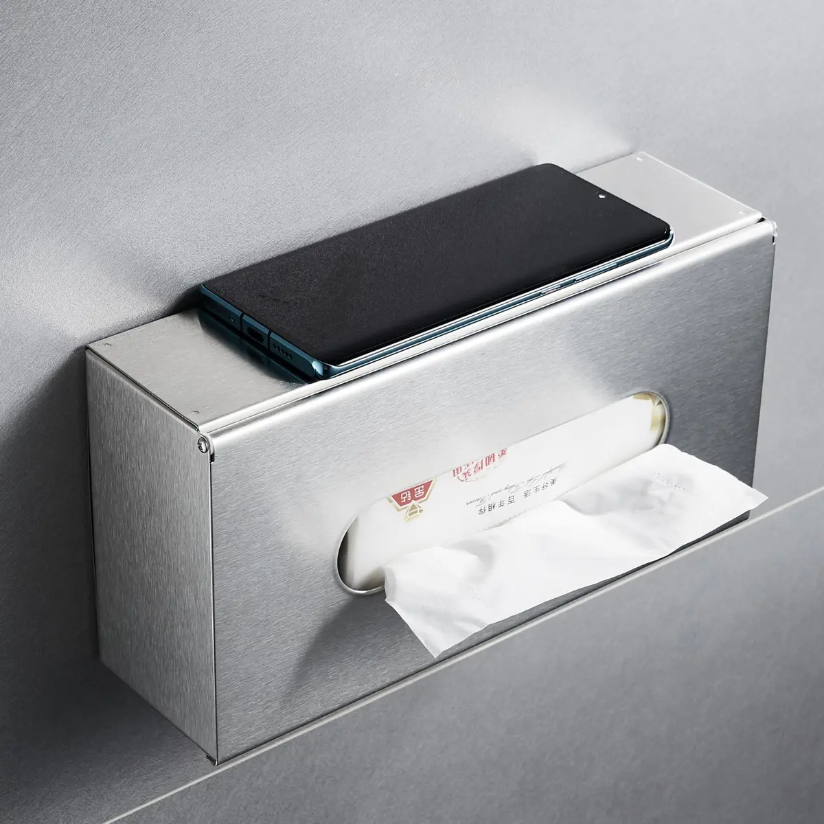 JunSun Rectangular Tissue Box Cover - Brushed Nickel Stainless Steel | Modern Bathroom & Bedroom Decor (70-120 chars) - view 3