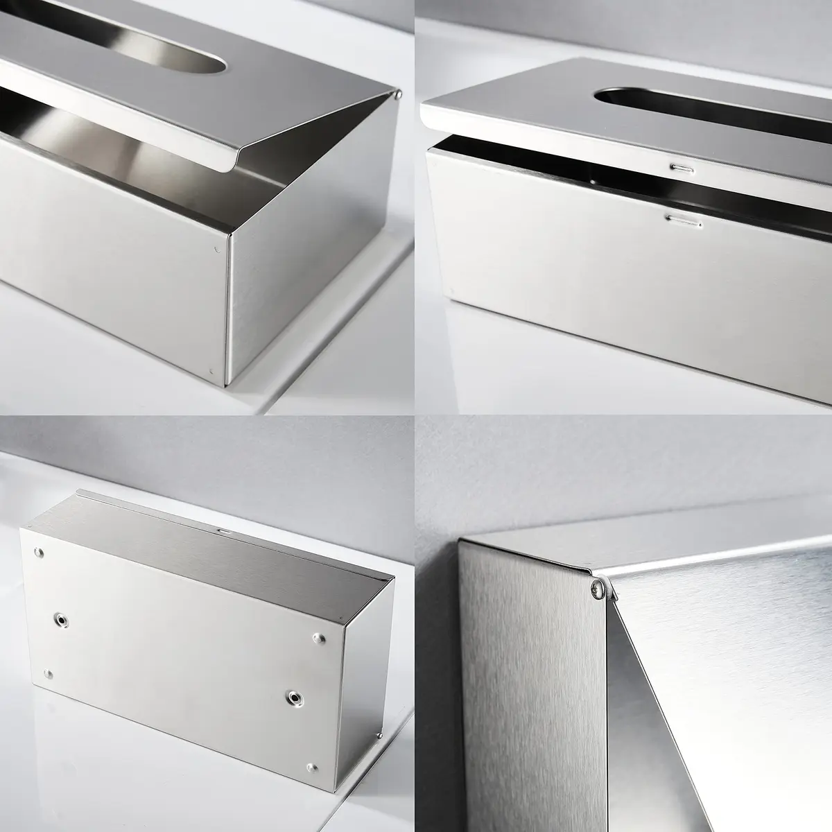 JunSun Rectangular Tissue Box Cover - Brushed Nickel Stainless Steel | Modern Bathroom & Bedroom Decor (70-120 chars) - view 4