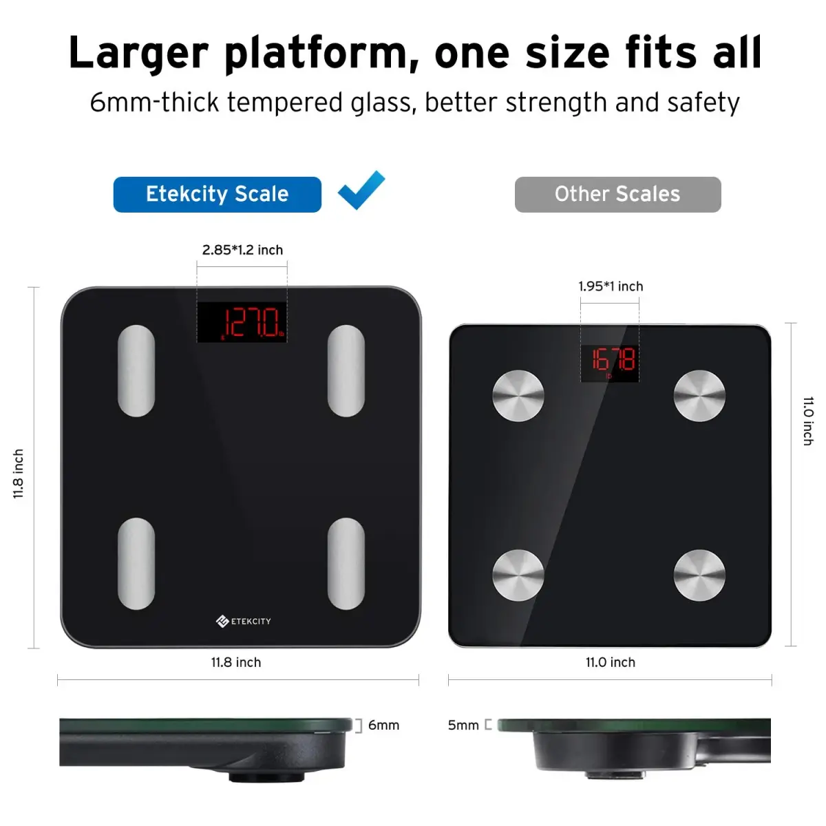Etekcity Smart Body Composition Scale 180kg (400 lb) | FDA Approved Health Monitor - view 2
