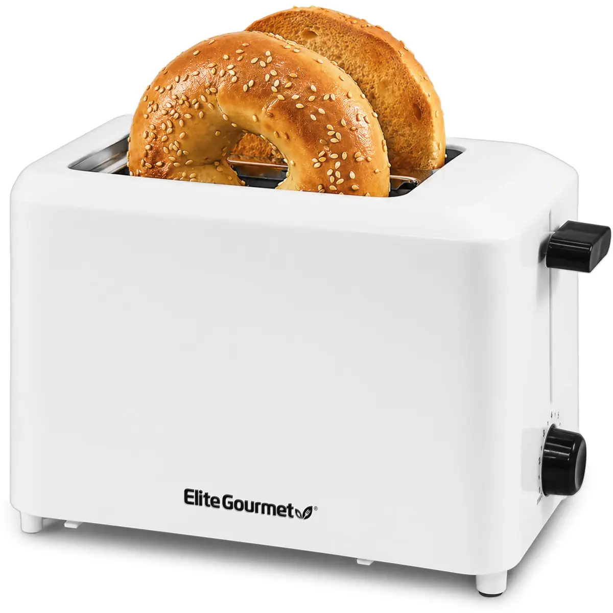 Elite Gourmet Cool-Touch 2-Slice Toaster with 1.5" Extra-Wide Slots & 7 Toast Settings | White - main product image
