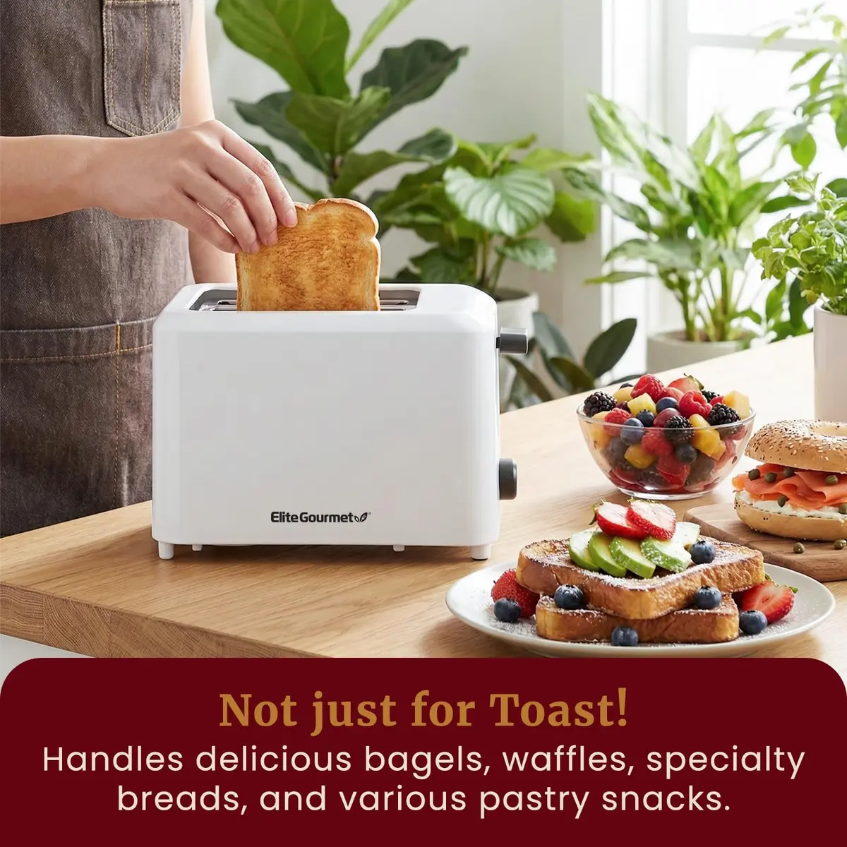 Elite Gourmet Cool-Touch 2-Slice Toaster with 1.5" Extra-Wide Slots & 7 Toast Settings | White - view 2