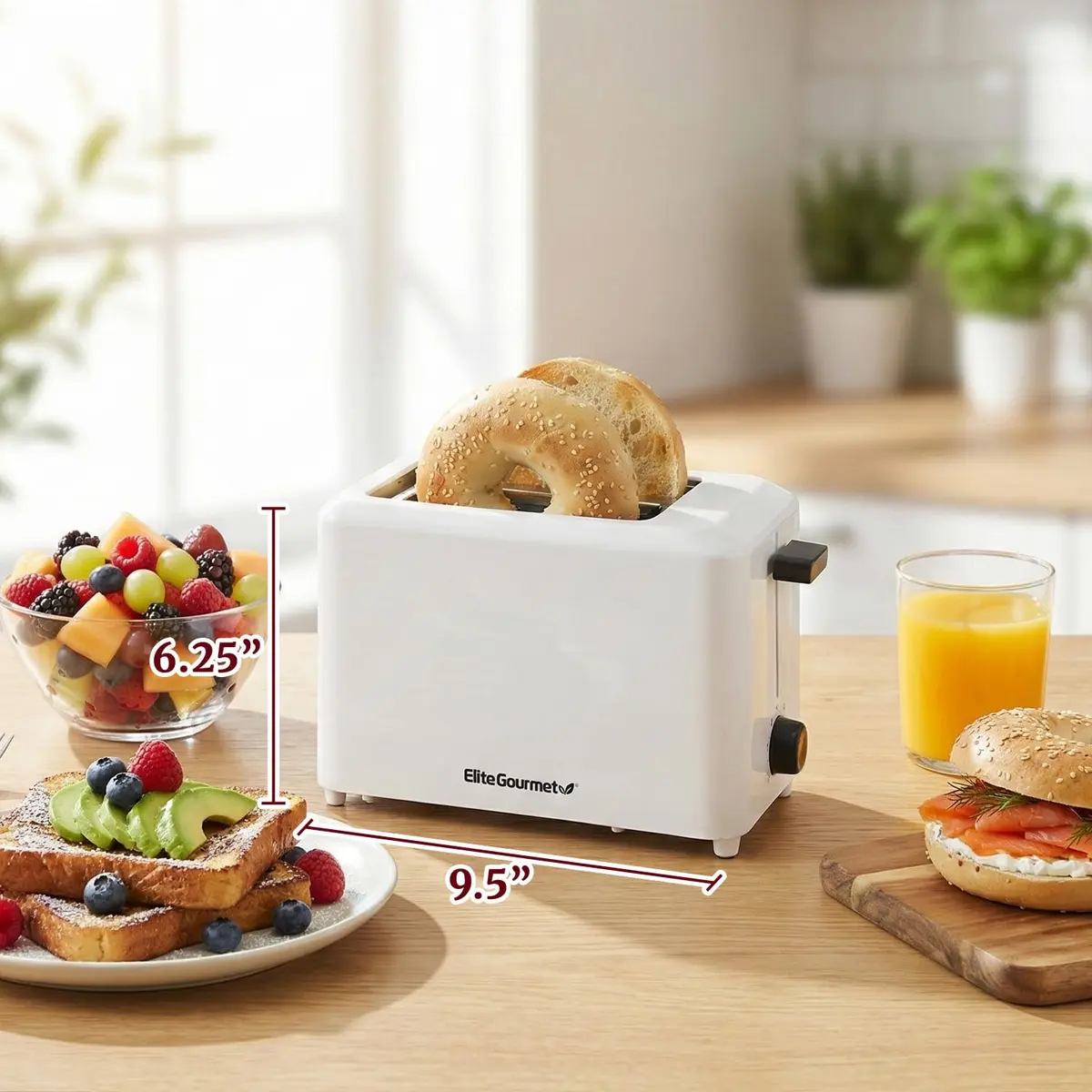 Elite Gourmet Cool-Touch 2-Slice Toaster with 1.5" Extra-Wide Slots & 7 Toast Settings | White - view 4
