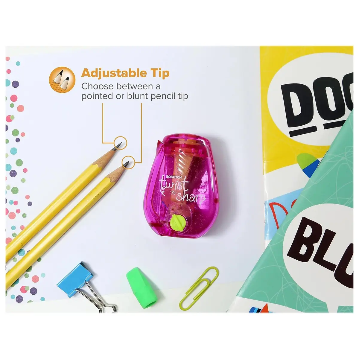 Bostitch Office Pencil Sharpener Twist-N-Sharp 3-Pack | Adjustable & Portable for Kids & Makeup - view 2
