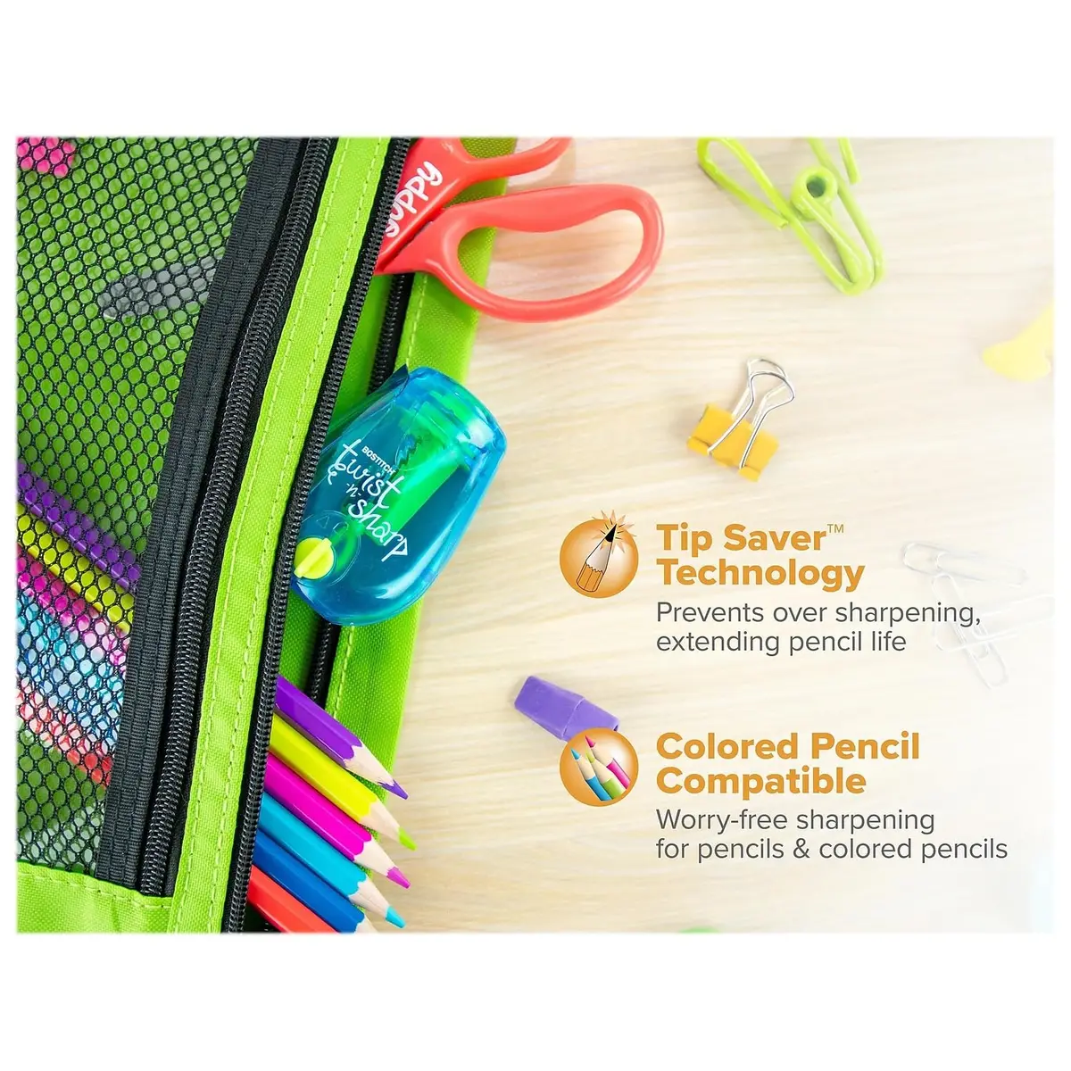 Bostitch Office Pencil Sharpener Twist-N-Sharp 3-Pack | Adjustable & Portable for Kids & Makeup - view 3