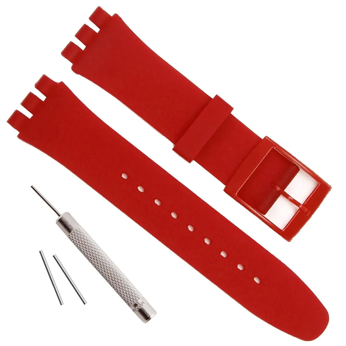 GREENOLIVE Red Silicone Watch Strap for Swatch 17mm | Water-Resistant & Skin-Friendly - main product image