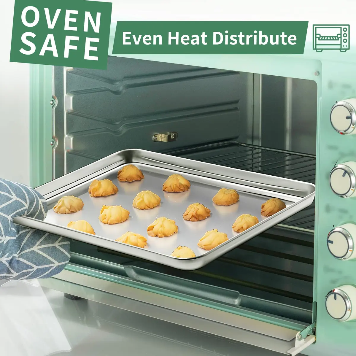 HKJ Chef Stainless Steel Baking Sheets Set of 2 | 16 x 12 inch Non-Toxic & Easy to Clean - view 6