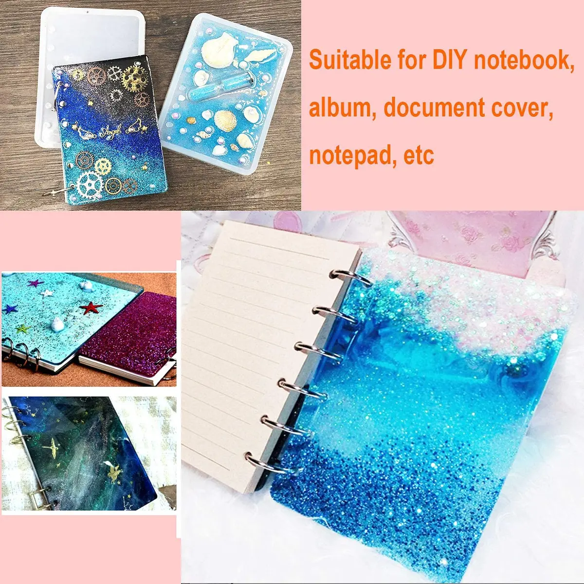 Hilitand Silicone Resin Art Decortive Notebook Cover Set | DIY Crystal & Dried Flower Design (21.6x16cm & 13.4x9.8cm) - view 3