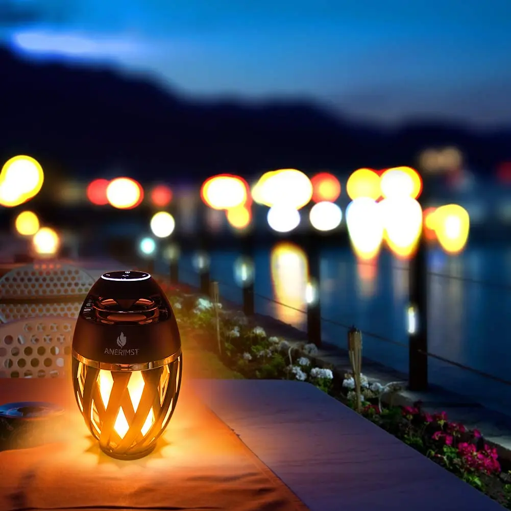 ANERIMST LED Table Lamp with Flame Torch Light | Waterproof Wireless Speaker, 5W Stereo Sound, BT5.3, 18H Battery, Outdoor Decor (100-120c) - view 6