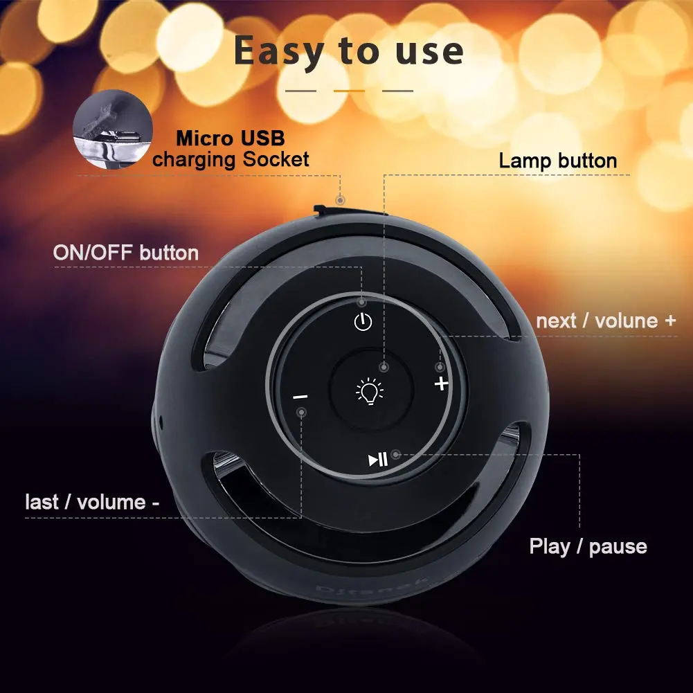 ANERIMST LED Table Lamp with Flame Torch Light | Waterproof Wireless Speaker, 5W Stereo Sound, BT5.3, 18H Battery, Outdoor Decor (100-120c) - view 7