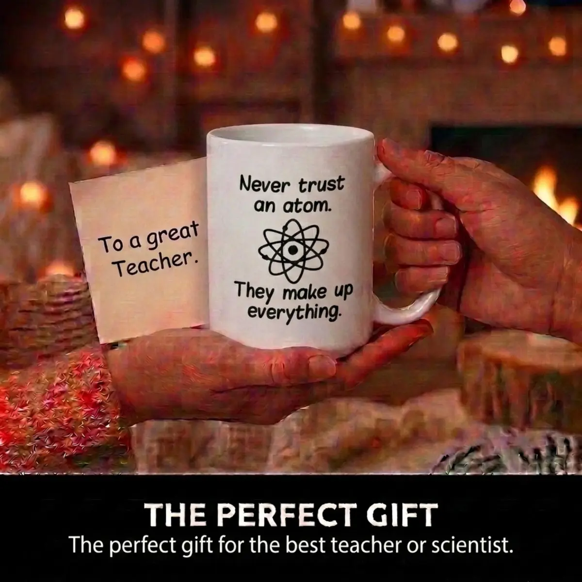 Artisan Owl "Never Trust an Atom, They Make Up Everything" 15oz Ceramic Coffee Cup | Funny Science Joke Mug for Scientists, Teachers, Nerds & Geeks - view 5