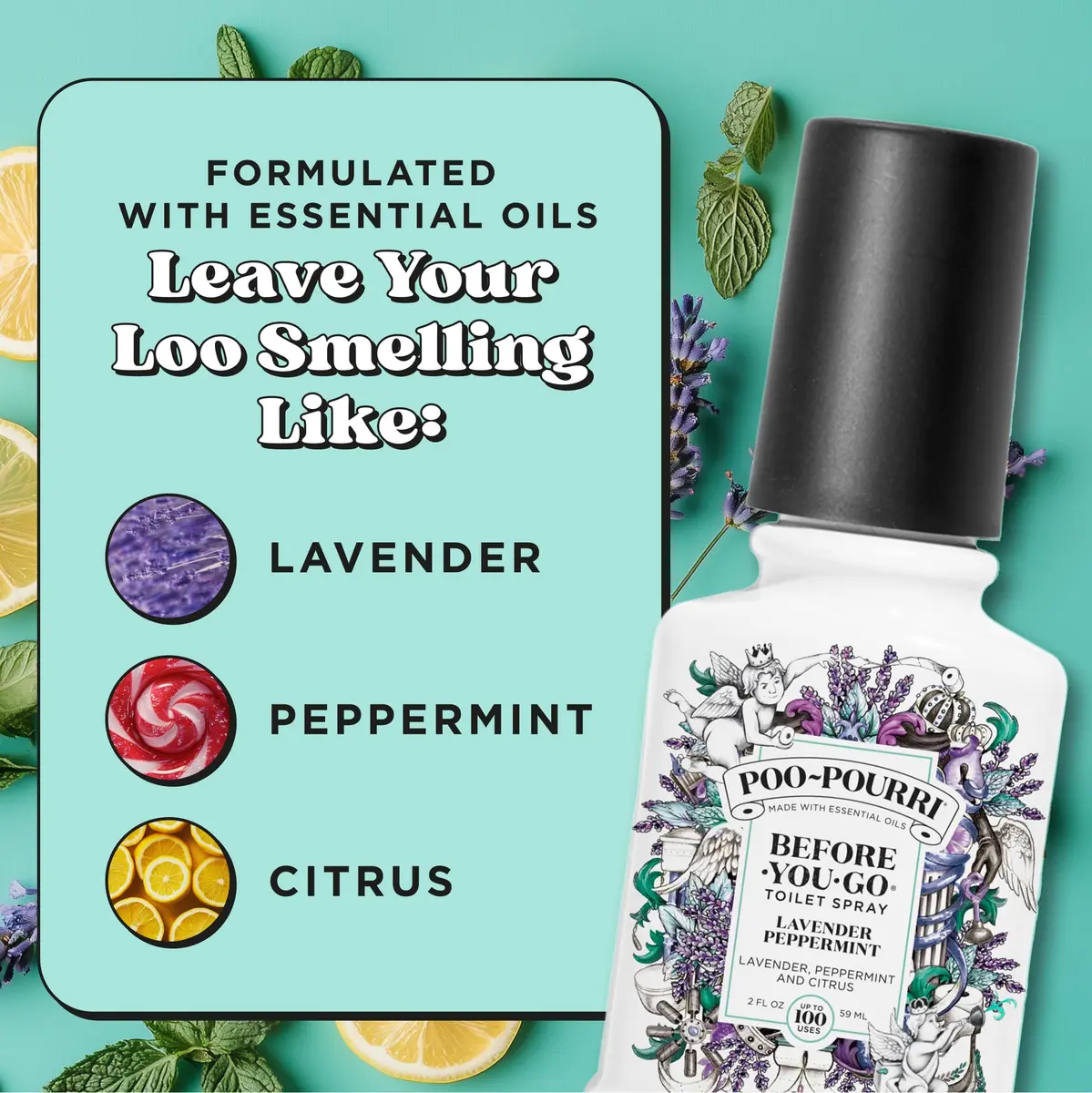 Poo-Pourri Before-You-Go Toilet Spray Lavender Peppermint 59ml (2 Fl Oz) | Funk Lock Technology for Odor Control - view 3