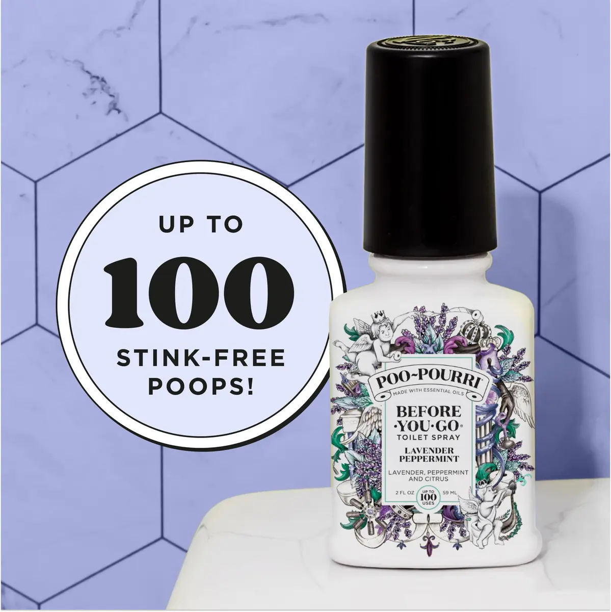 Poo-Pourri Before-You-Go Toilet Spray Lavender Peppermint 59ml (2 Fl Oz) | Funk Lock Technology for Odor Control - view 4