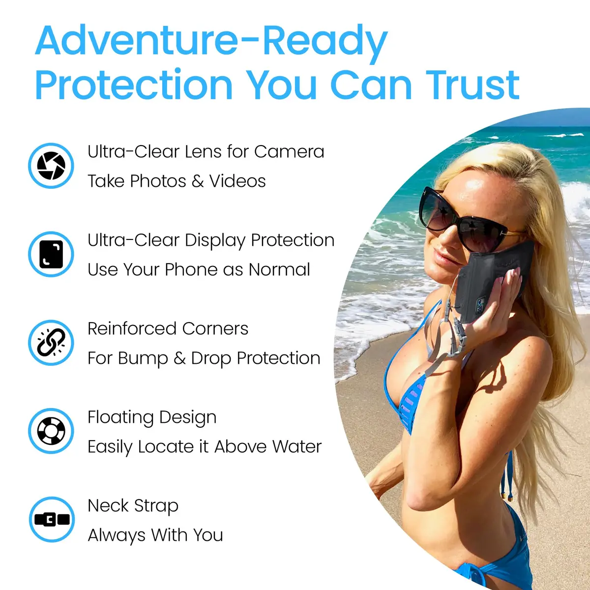 AquaVault Floating Waterproof Phone Pouch Case Universal for iPhone Android | Buoyant, Clear, 30Ft Underwater Access - view 5