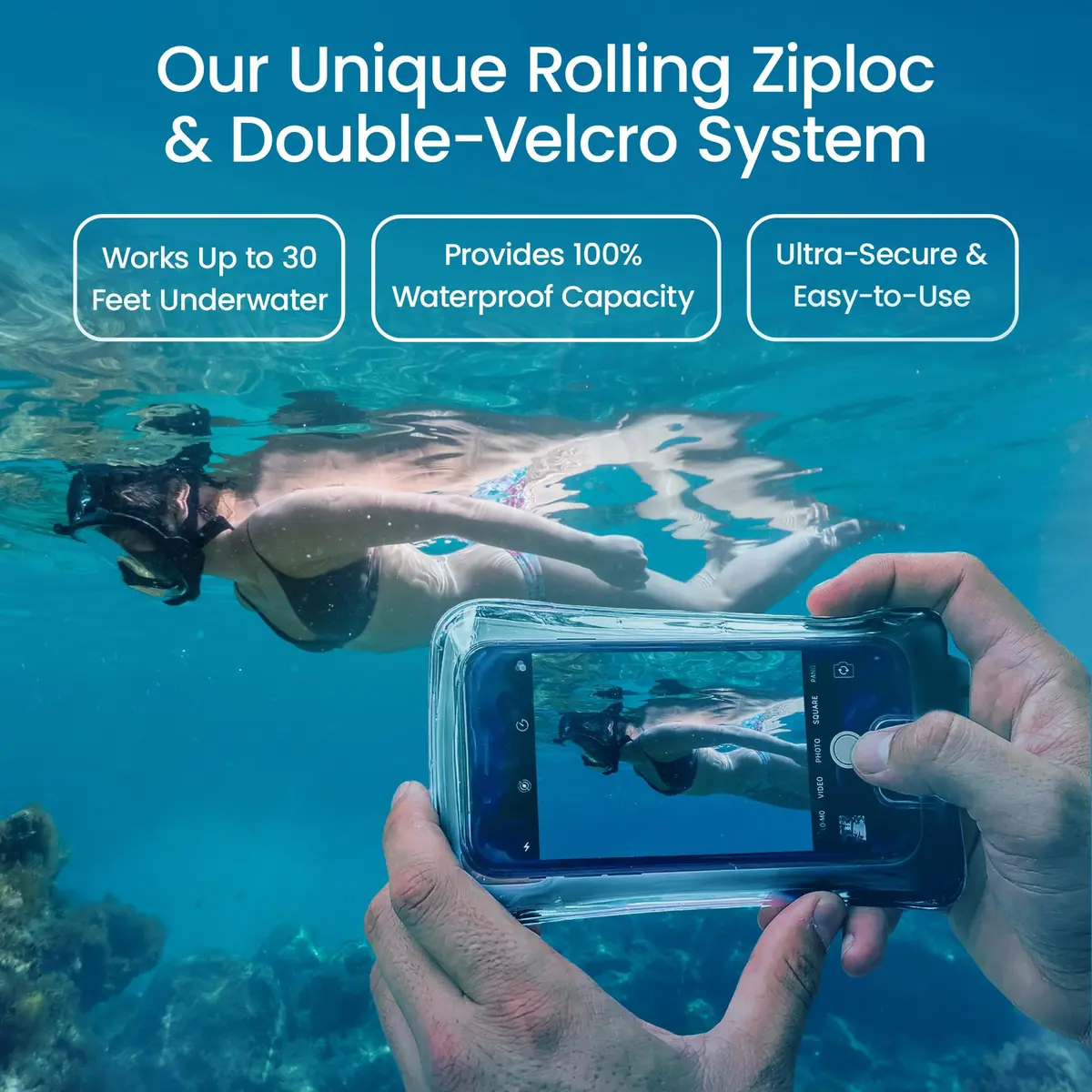 AquaVault Floating Waterproof Phone Pouch Case Universal for iPhone Android | Buoyant, Clear, 30Ft Underwater Access - view 8