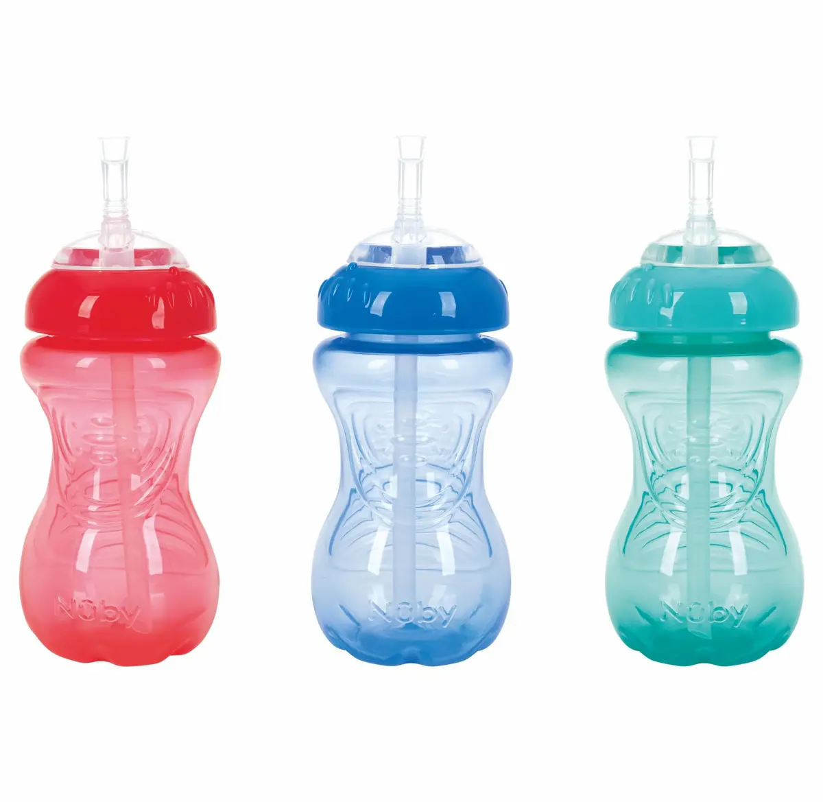 Nuby No-Spill Soft Straw Easy Grip Sippy Cup 300ml (10 Oz) 3-Pack | Spill-Proof Toddler Cup for Babies 12+ Months - main product image