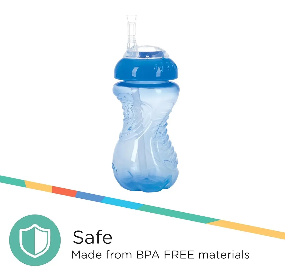 Nuby No-Spill Soft Straw Easy Grip Sippy Cup 300ml (10 Oz) 3-Pack | Spill-Proof Toddler Cup for Babies 12+ Months - view 6