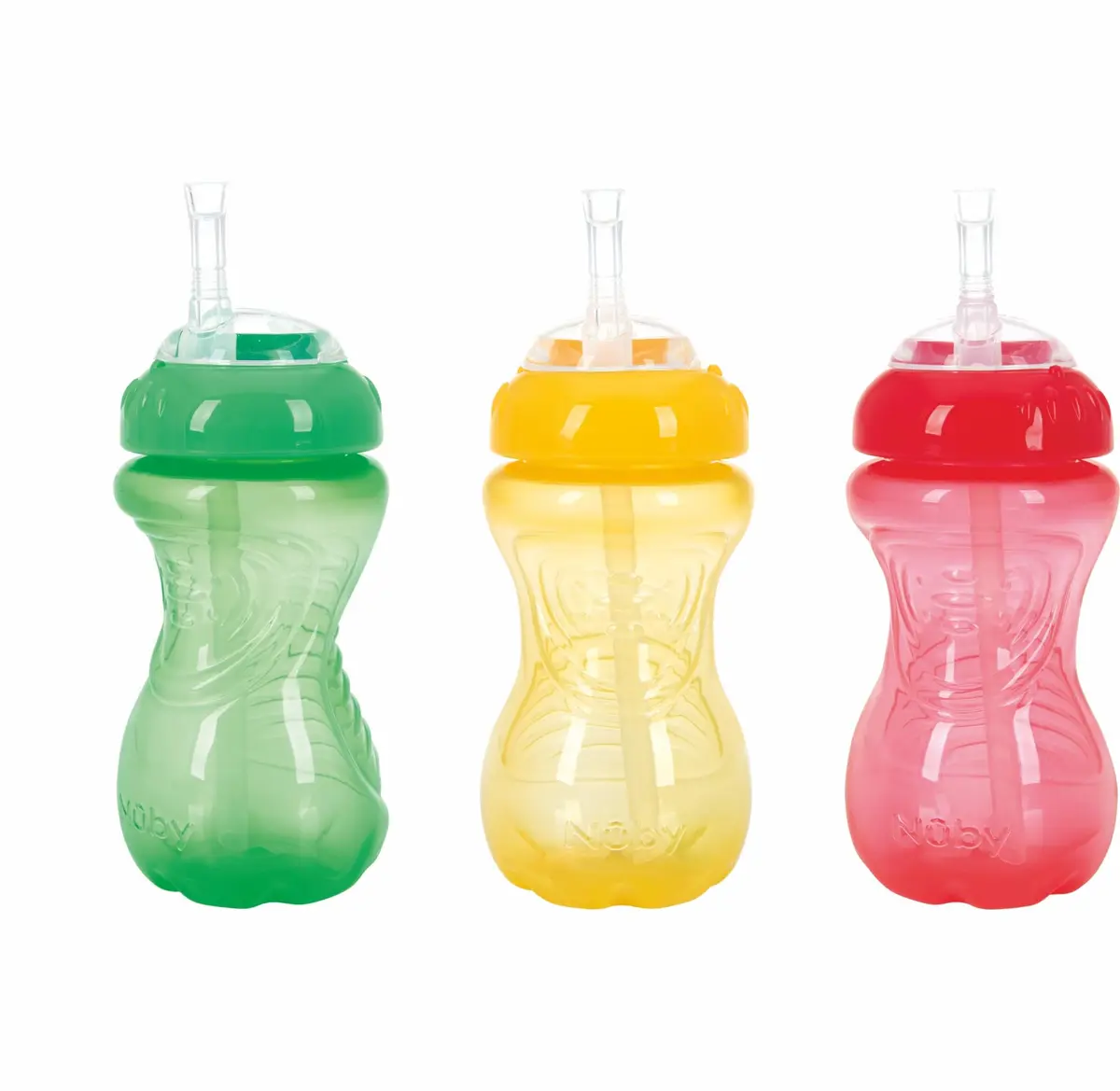 Nuby No-Spill Soft Straw Easy Grip Sippy Cup 300ml (10 Oz) 3-Pack | Spill-Proof Toddler Cup for Babies 12+ Months - view 2