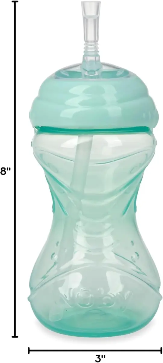 Nuby No-Spill Soft Straw Easy Grip Sippy Cup 300ml (10 Oz) 3-Pack | Spill-Proof Toddler Cup for Babies 12+ Months - view 3