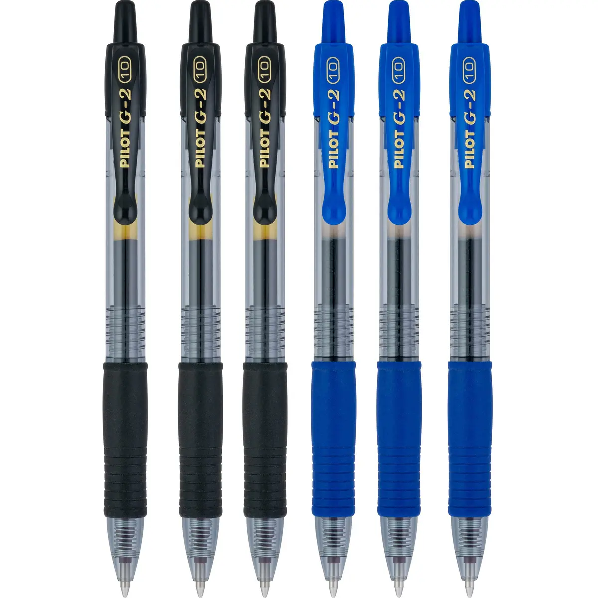 Pilot G2 pens retractable Gel Roller ballpoint Bold pt 1.0mm | Black & Blue Bundle, 6 Count - main product image