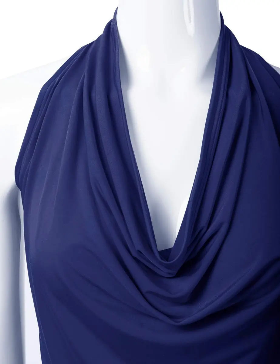 EIMIN Women's Casual Halter Neck Draped Front Sexy Open Back Tank Top Navy 3XL | Stylish, Breathable & Versatile - view 5