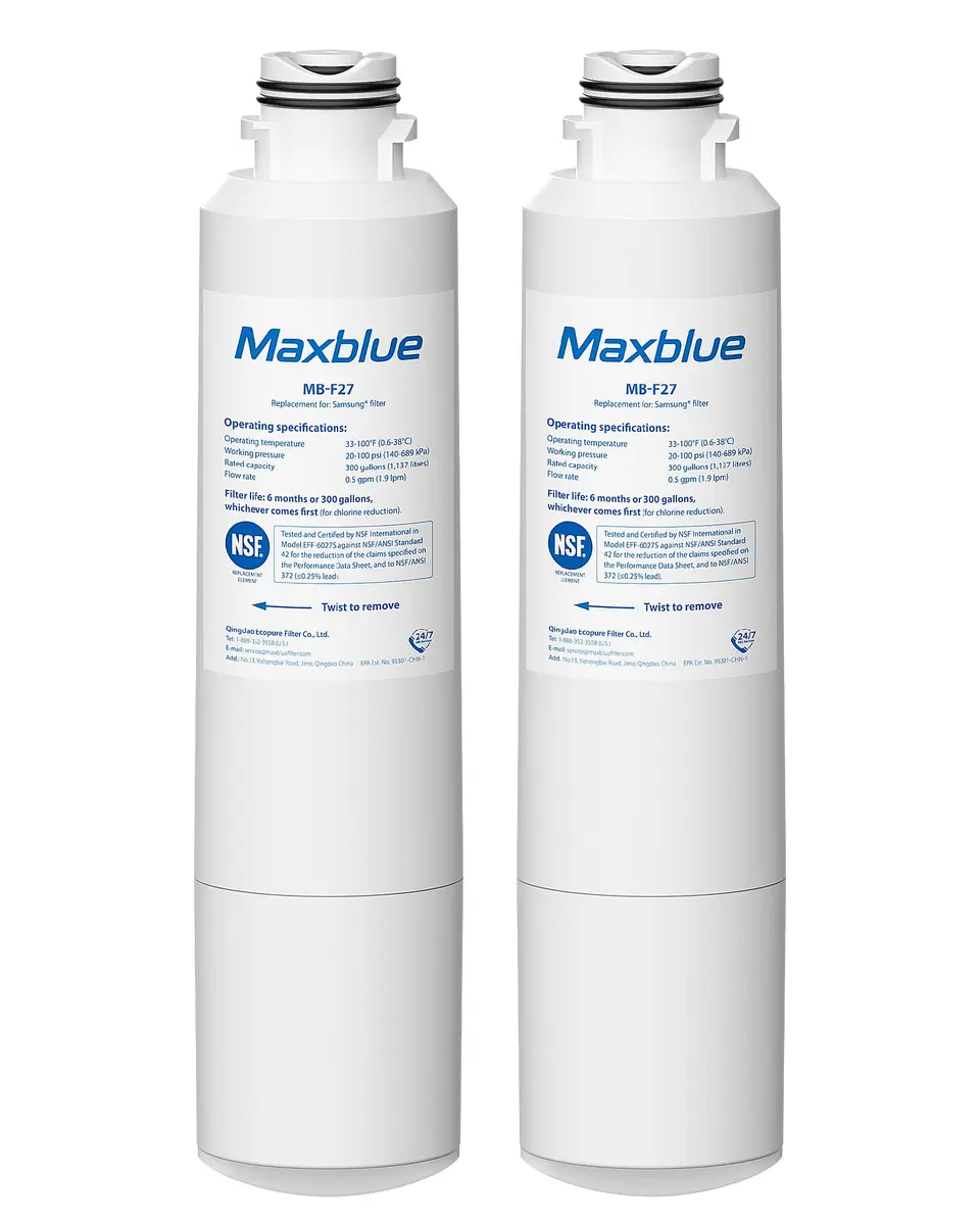 Maxblue MB-F27 Replacement for Samsung DA29-00020B Water Filter 2 Pack | NSF Certified, Lead-Free, Pure Water - main product image