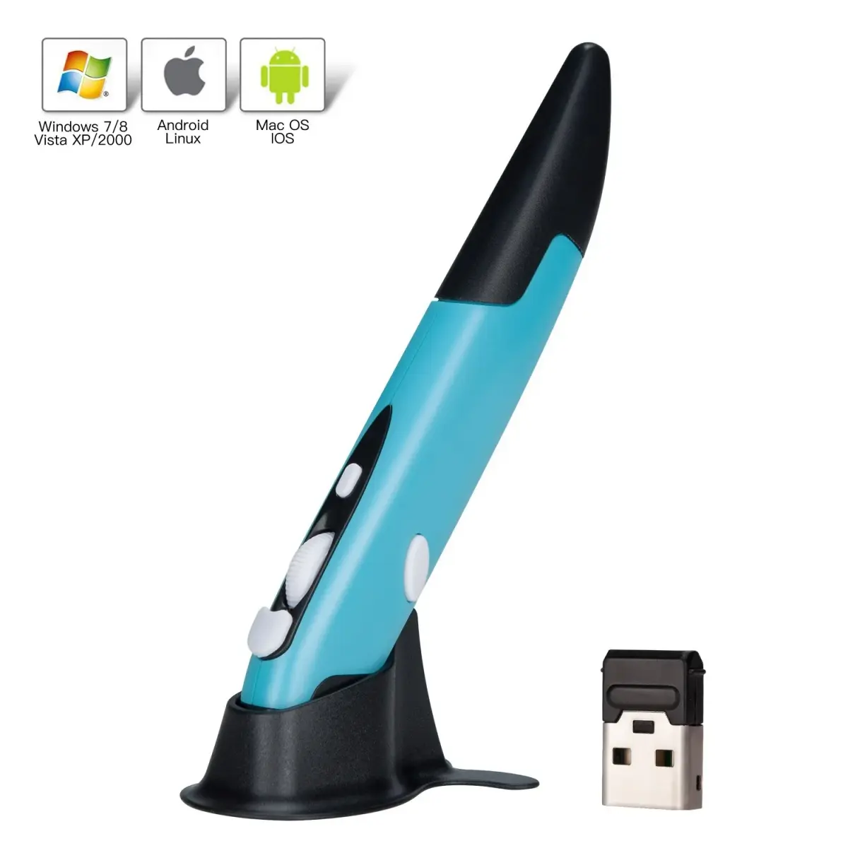 lychee Wireless Optical Pocket Pen Mouse Blue | 800/1200/1600 DPI Adjustable Handwriting Mini Mice - view 5