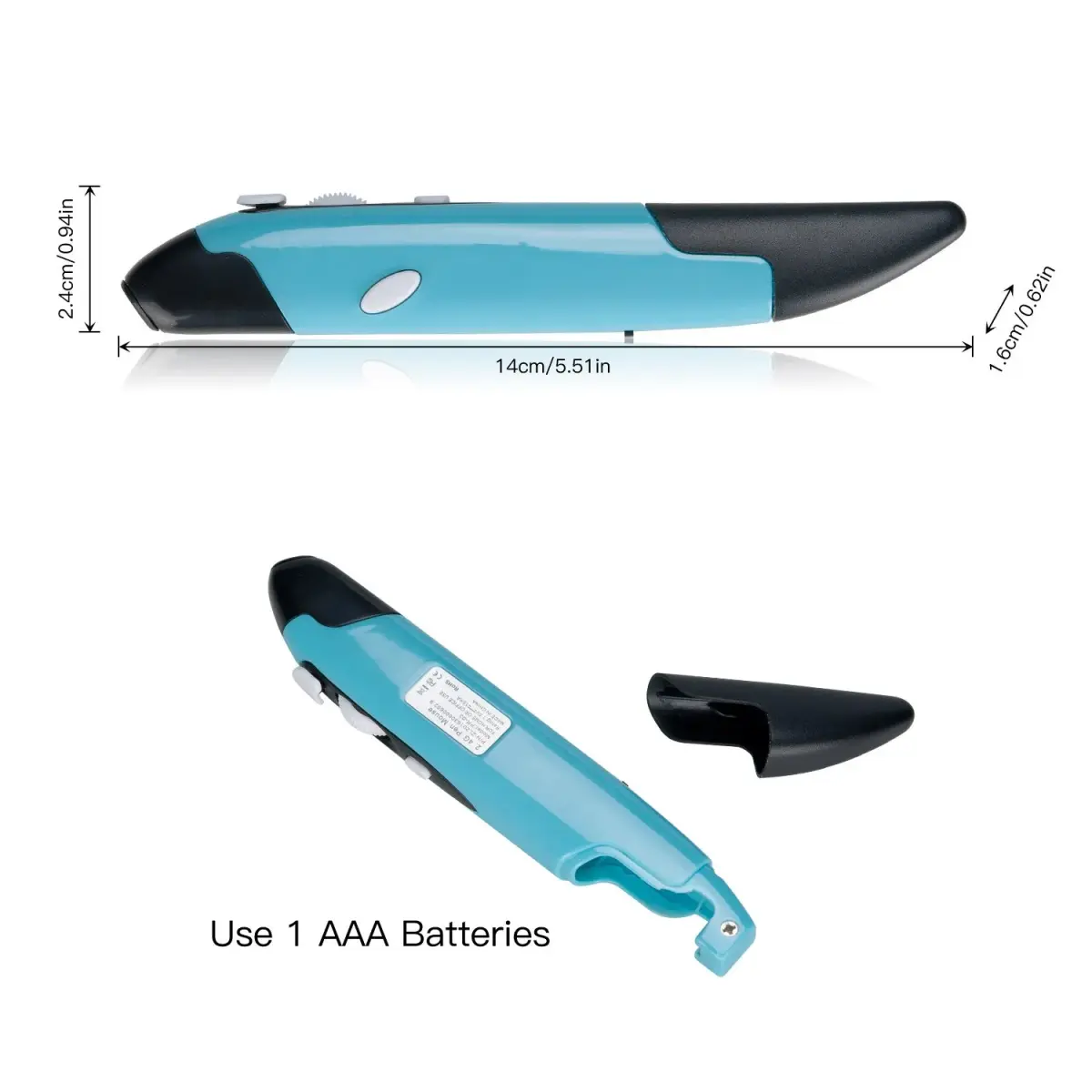 lychee Wireless Optical Pocket Pen Mouse Blue | 800/1200/1600 DPI Adjustable Handwriting Mini Mice - view 4