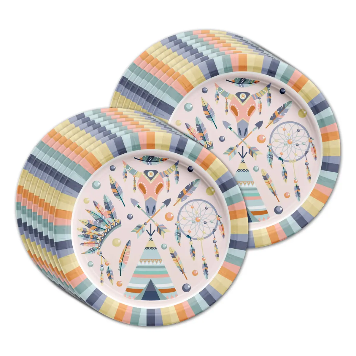 Birthday Galore Tribal Boho Party Supplies Set for 16 | Durable & Vibrant Design - view 2