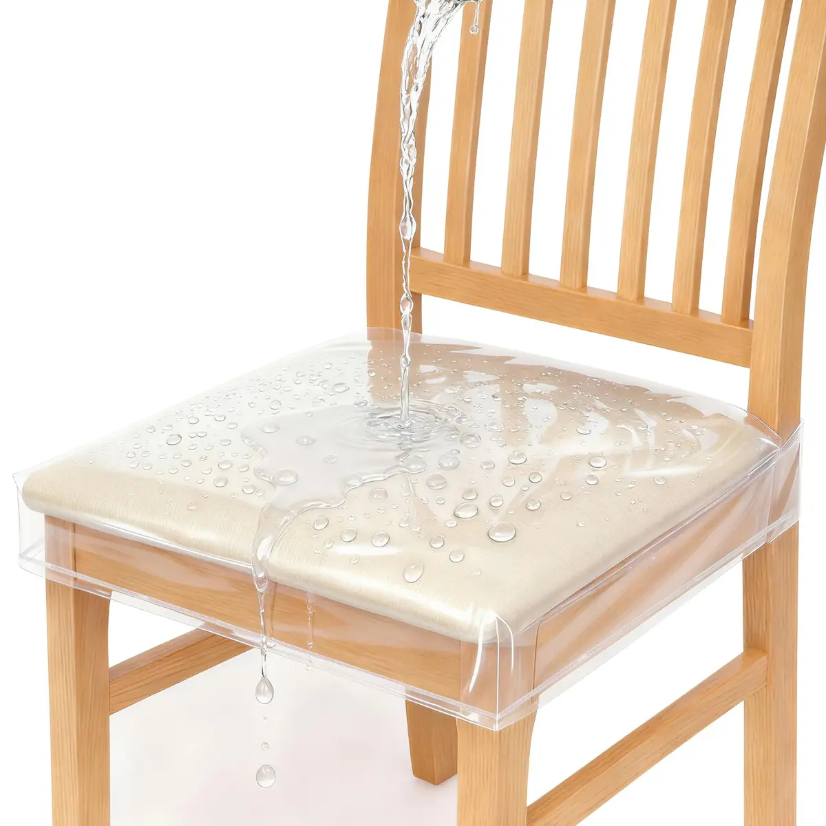 Zipcase Clear Dining Chair Covers 4 Pack 43cm (17") L x 46cm (18") W x 10cm (4") H | Protects Upholstery from Spills - main product image