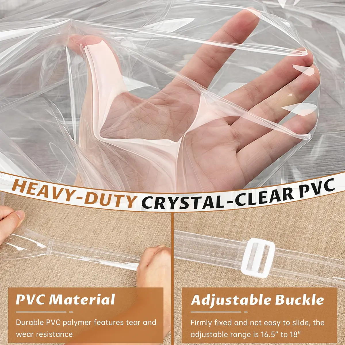 Zipcase Clear Dining Chair Covers 4 Pack 43cm (17") L x 46cm (18") W x 10cm (4") H | Protects Upholstery from Spills - view 6