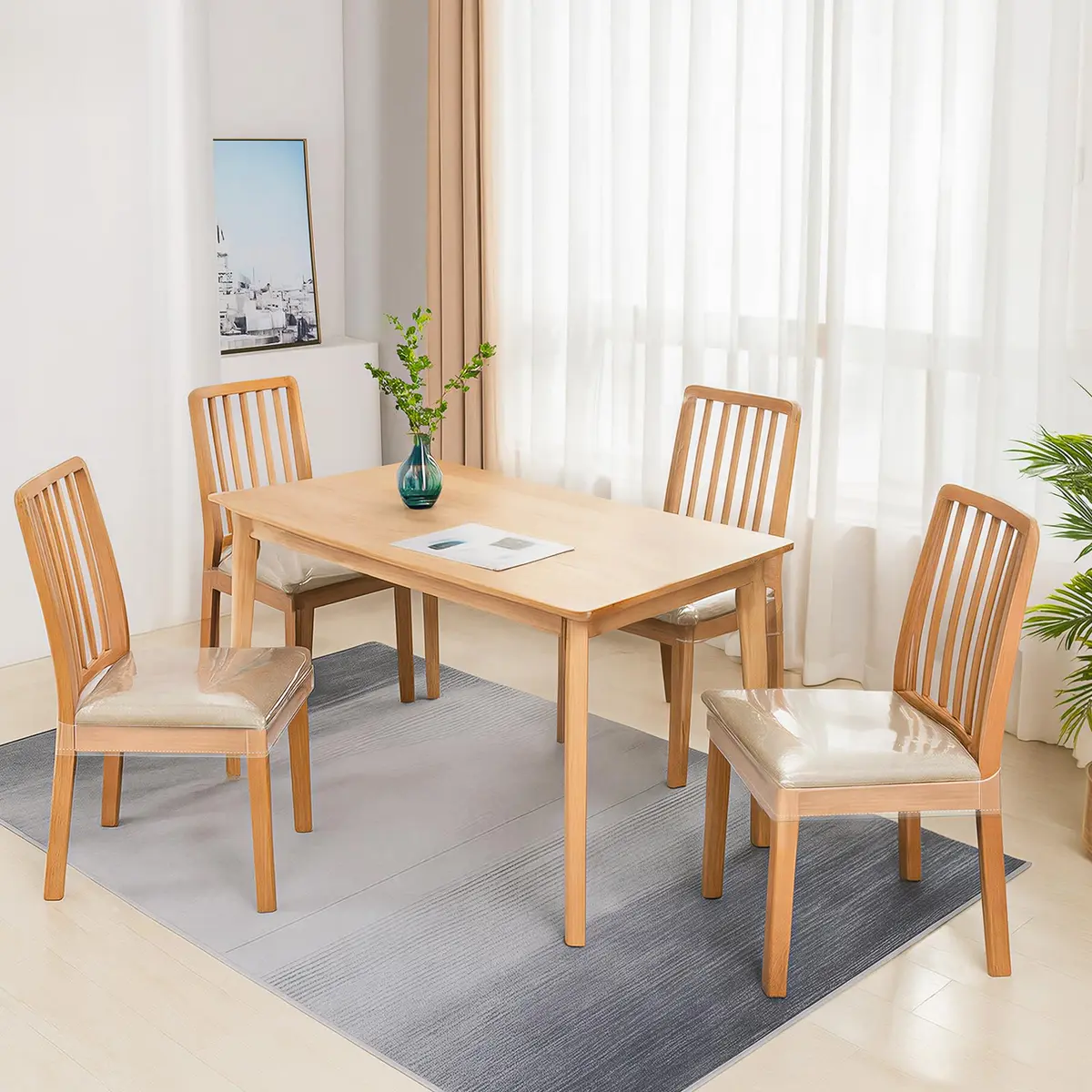 Zipcase Clear Dining Chair Covers 4 Pack 43cm (17") L x 46cm (18") W x 10cm (4") H | Protects Upholstery from Spills - view 7