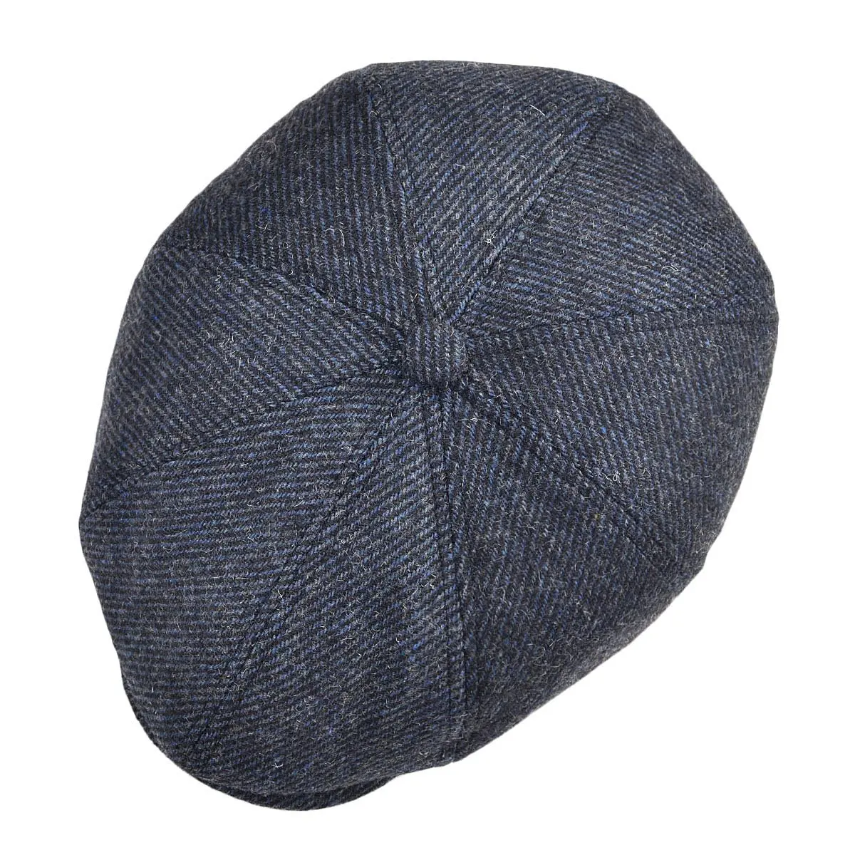 VOBOOM Men's Wool Blend 8 Panel Newsboy Cap Tweed Hat Navy 57-60cm (22.4-23.6in) | Vintage Herringbone Style - view 5