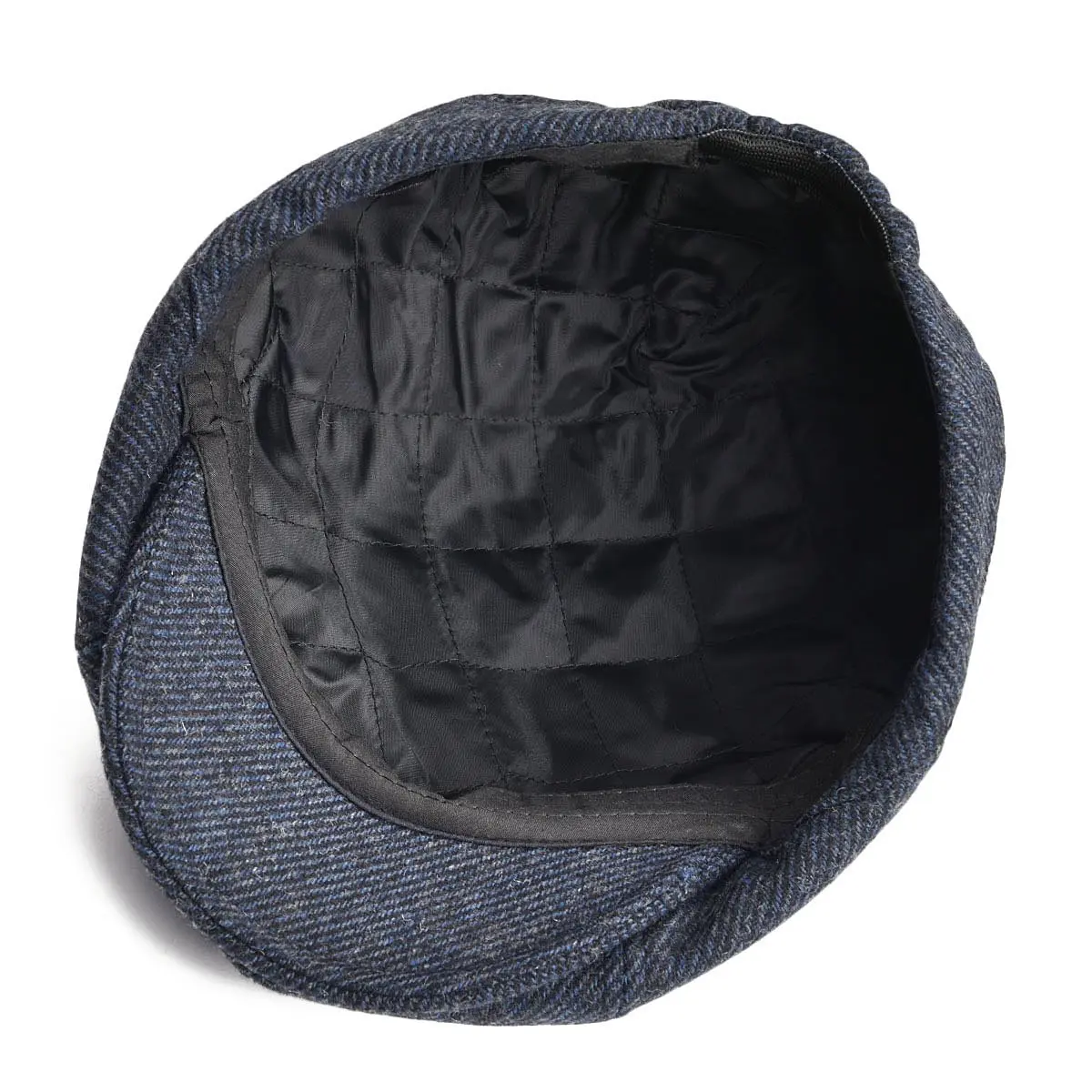 VOBOOM Men's Wool Blend 8 Panel Newsboy Cap Tweed Hat Navy 57-60cm (22.4-23.6in) | Vintage Herringbone Style - view 6