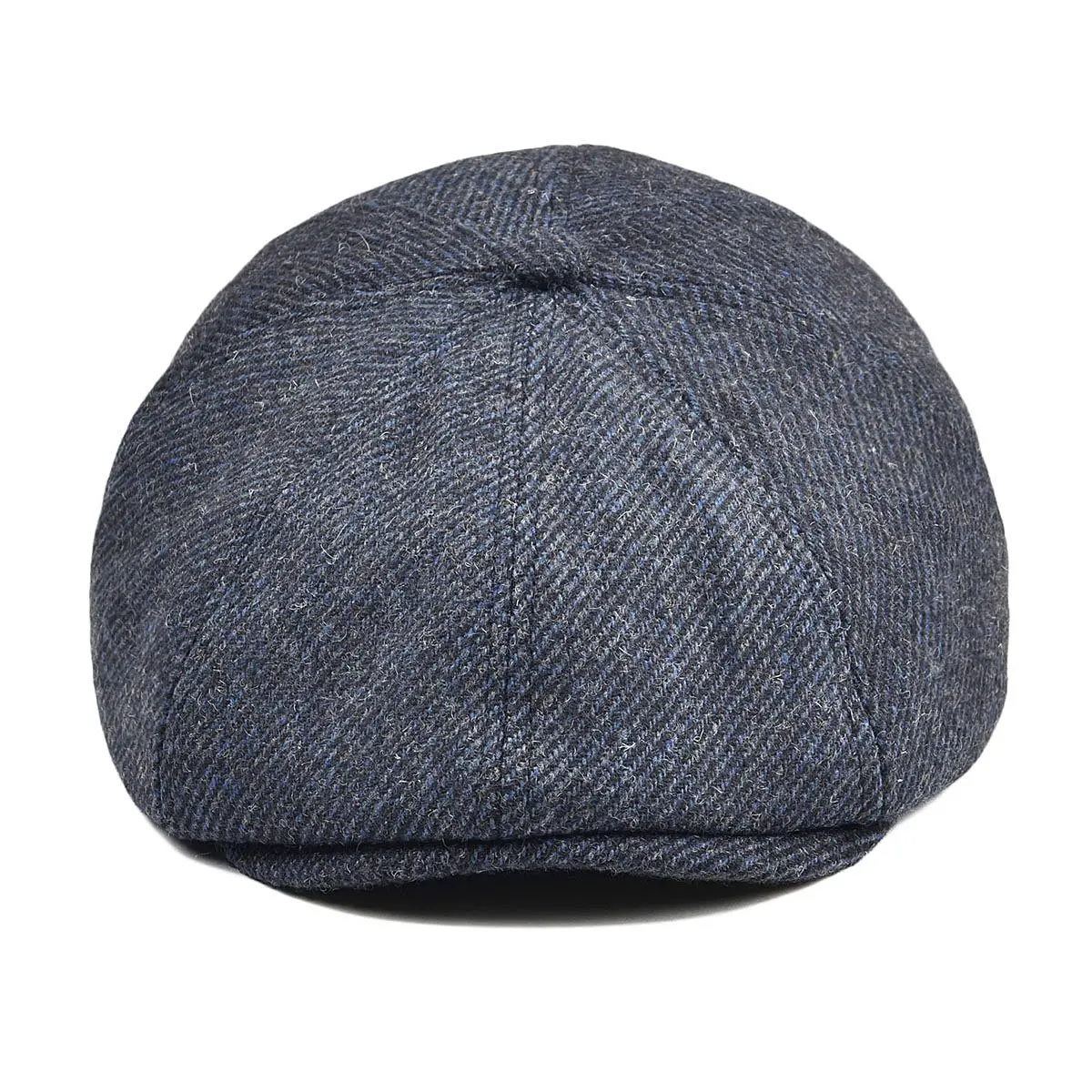 VOBOOM Men's Wool Blend 8 Panel Newsboy Cap Tweed Hat Navy 57-60cm (22.4-23.6in) | Vintage Herringbone Style - view 3