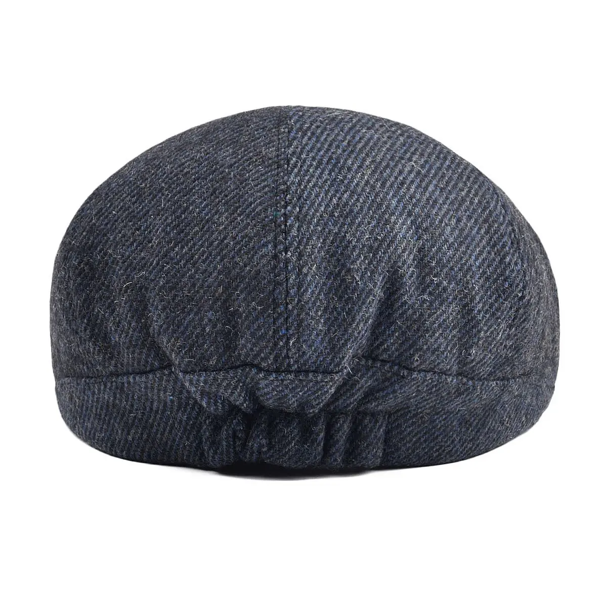 VOBOOM Men's Wool Blend 8 Panel Newsboy Cap Tweed Hat Navy 57-60cm (22.4-23.6in) | Vintage Herringbone Style - view 4