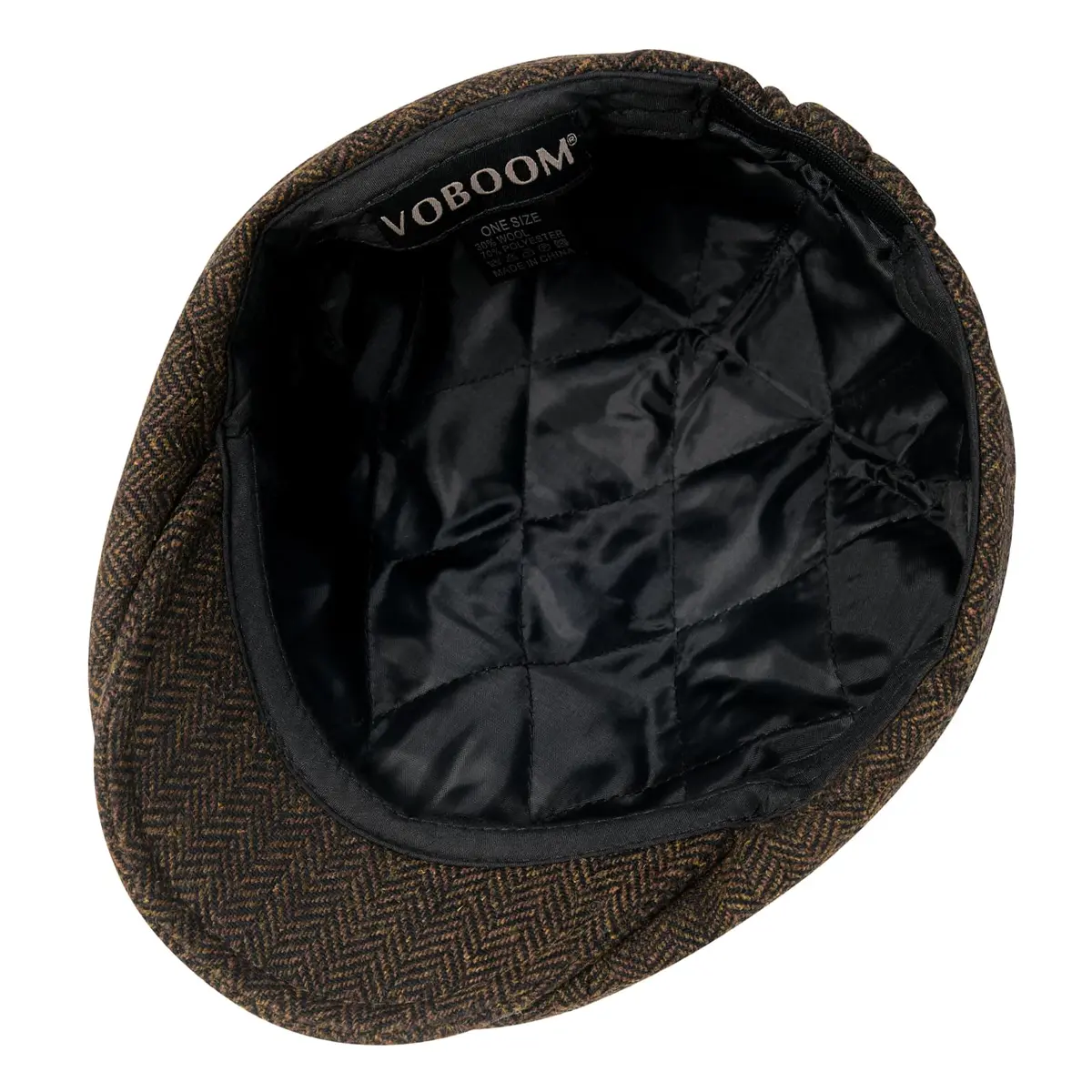 VOBOOM Men's Wool Blend 8 Panel Newsboy Cap Tweed Hat (Herringbone Coffee) 57-60cm | Vintage Style for Cool Weather - view 6
