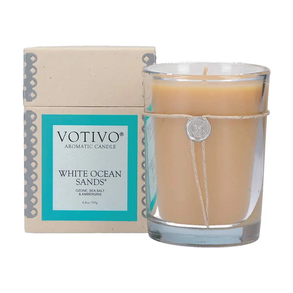 Votivo 6.8oz Aromatic Candle-White Ocean Sands | Full-bodied Beach Fragrance (70-120 chars) - main product image