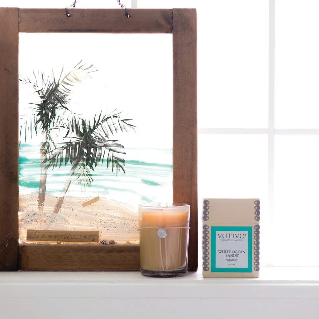 Votivo 6.8oz Aromatic Candle-White Ocean Sands | Full-bodied Beach Fragrance (70-120 chars) - view 6