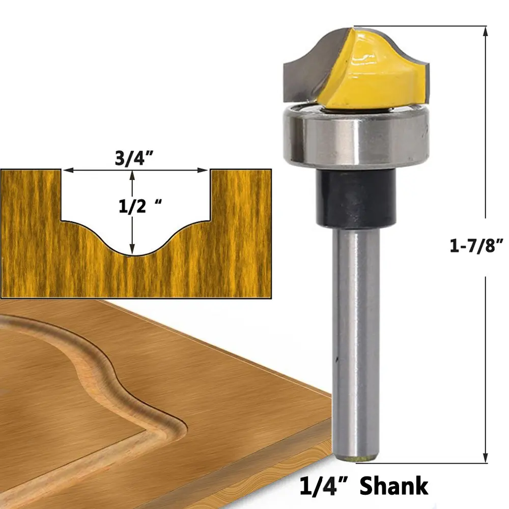 YAKAMOZ 1/4 Inch Shank Faux Panel Ogee Groove Router Bit with Bearing Carbide Tipped 3/4" Diameter | Decorative Edge Router Tool - view 2