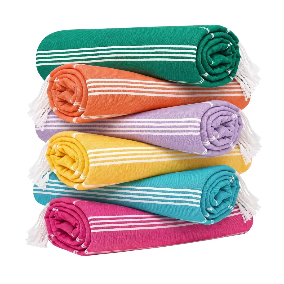 HAVLULAND Turkish Beach Towel Oversized Set of 6 | Quick-Dry & Sand Free (72x40) - main product image