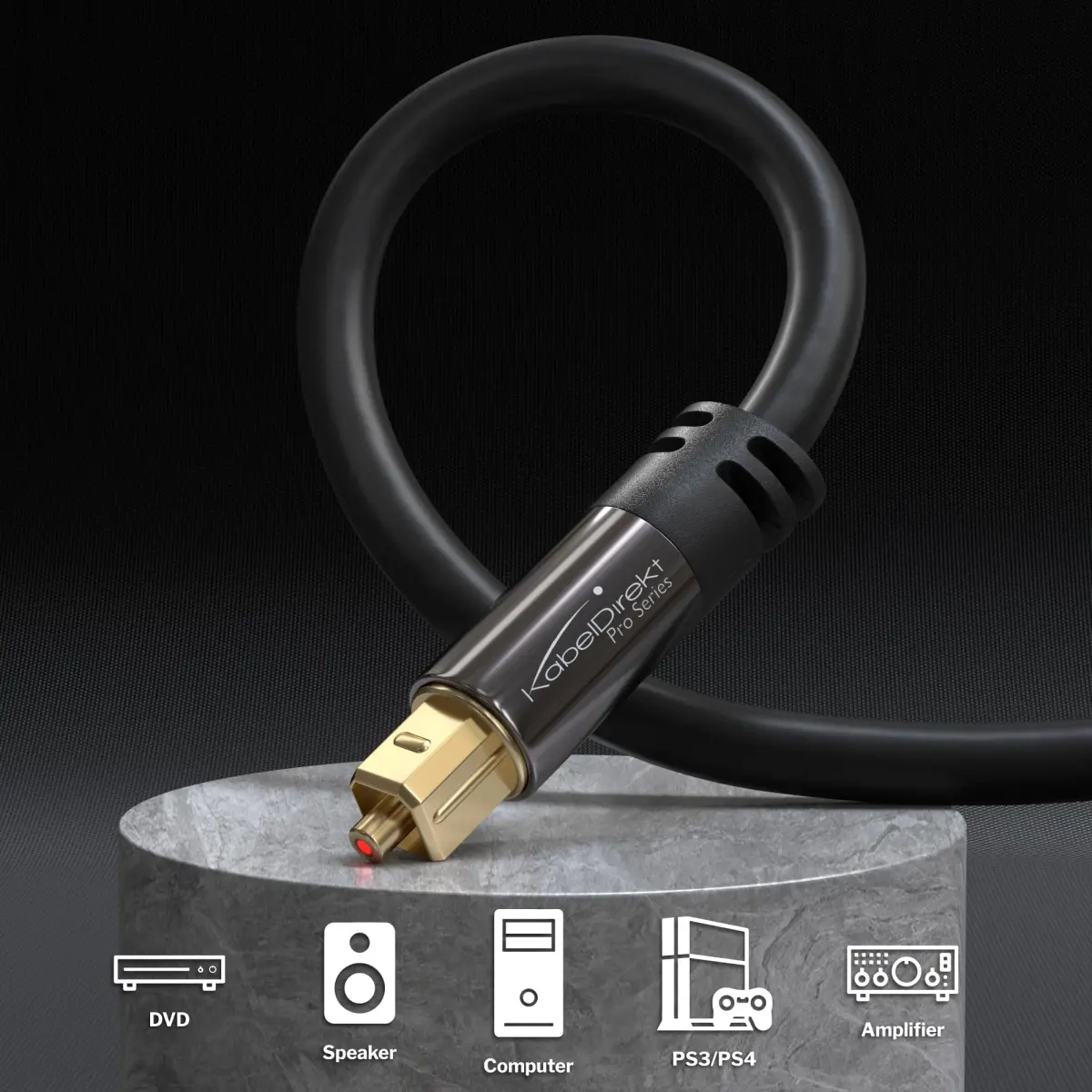 KabelDirekt 35ft (10.6m) Optical Audio Cable | S/PDIF Digital Fiber Optic Cord for Soundbar, Stereo Systems, Home Cinema, Xbox One/PS4 - view 2