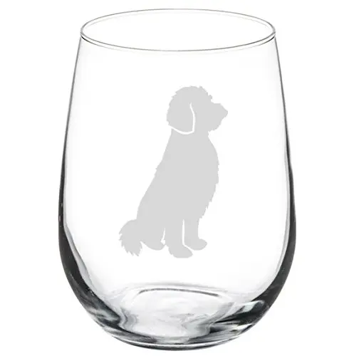MIP Wine Glass Goblet Goldendoodle 17 oz Stemless | Real Glass Drinkware for Home & Gift - main product image