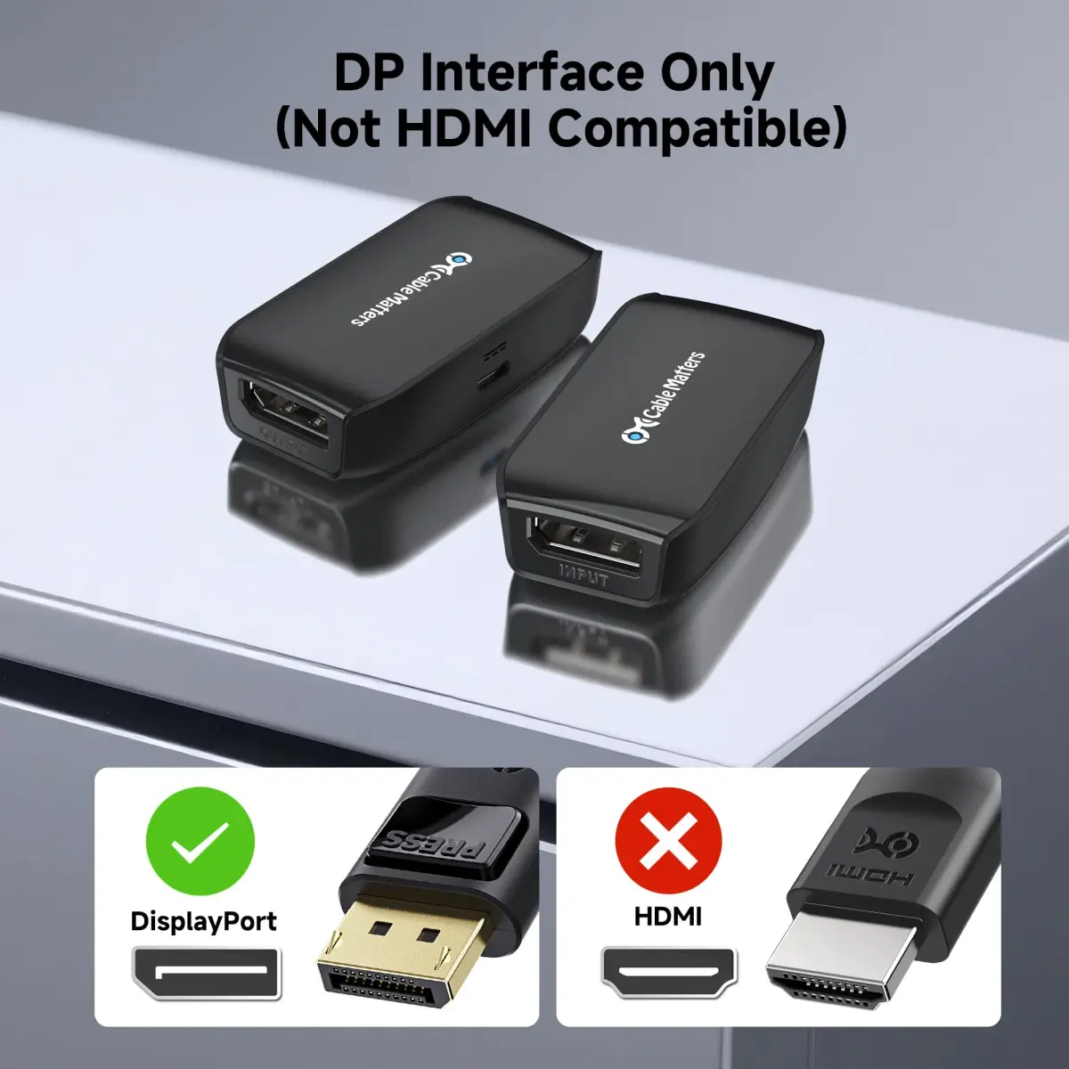 Cable Matters Active DisplayPort Repeater 4K@240Hz up to 32ft | DP 1.4 Signal Booster for VR Headset/Gaming Monitor - view 5