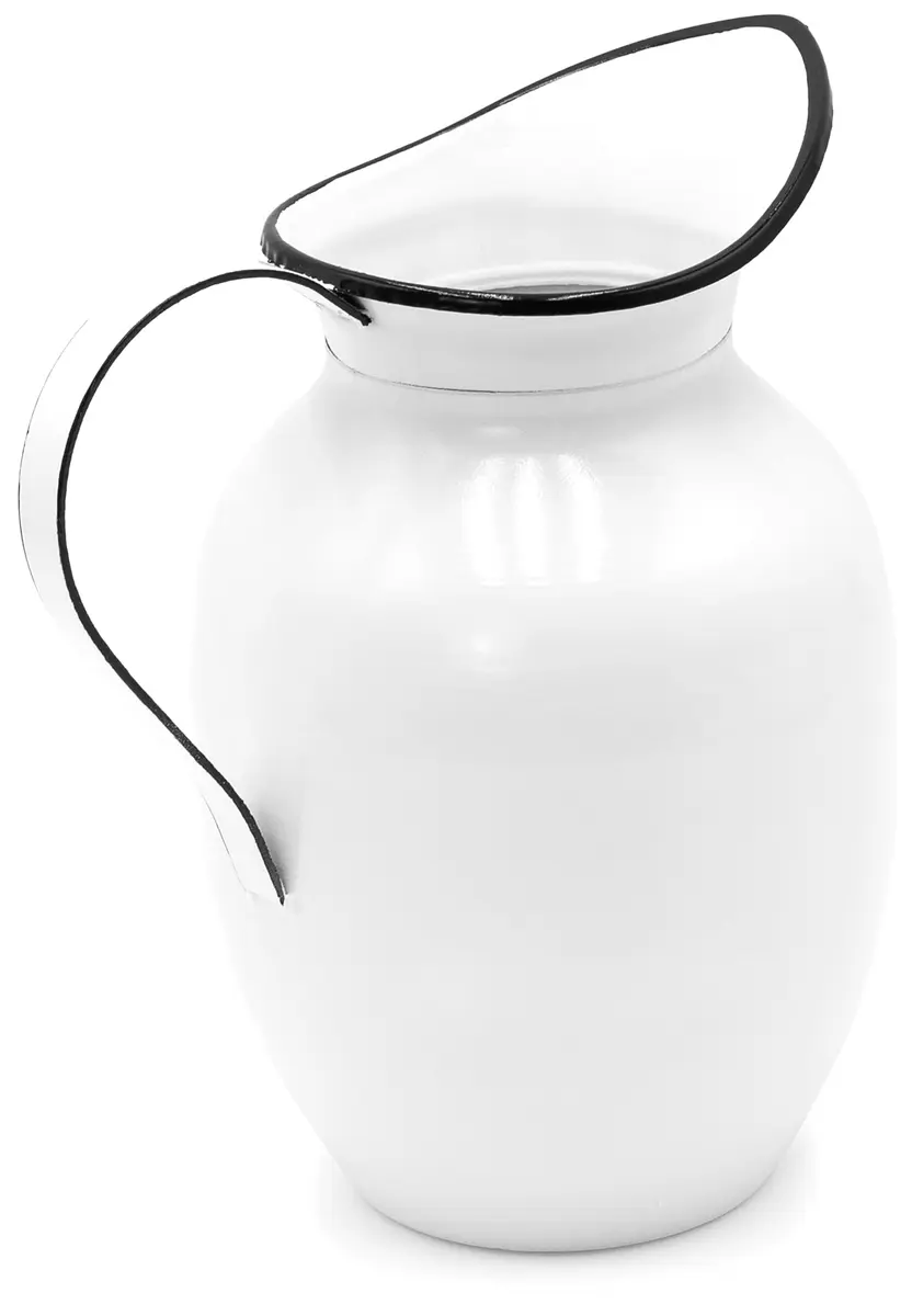 Red Co. 9.5” Decorative Vintage Metal Centerpiece Flower Vase with Handle, White/Black Rim | Farmhouse Charm - view 6