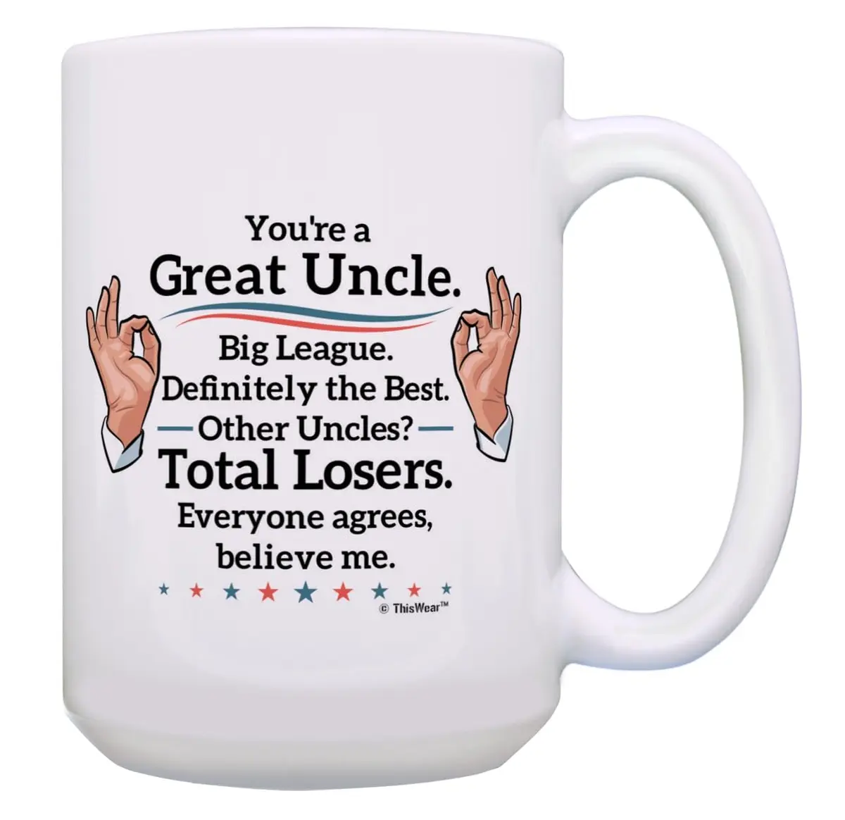 ThisWear Great Uncle Everyone Agrees 15oz Coffee Mug | Classic Ceramic Mug for Daily Use - main product image