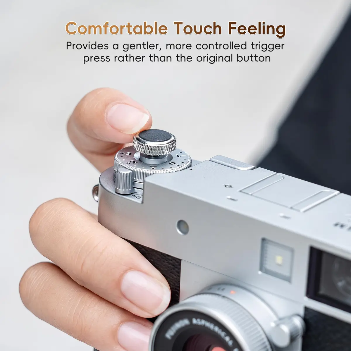 JJC Camera Soft Shutter Release Button for Fuji Fujifilm Leica Nikon Sony | Comfortable Copper & Leather - view 4