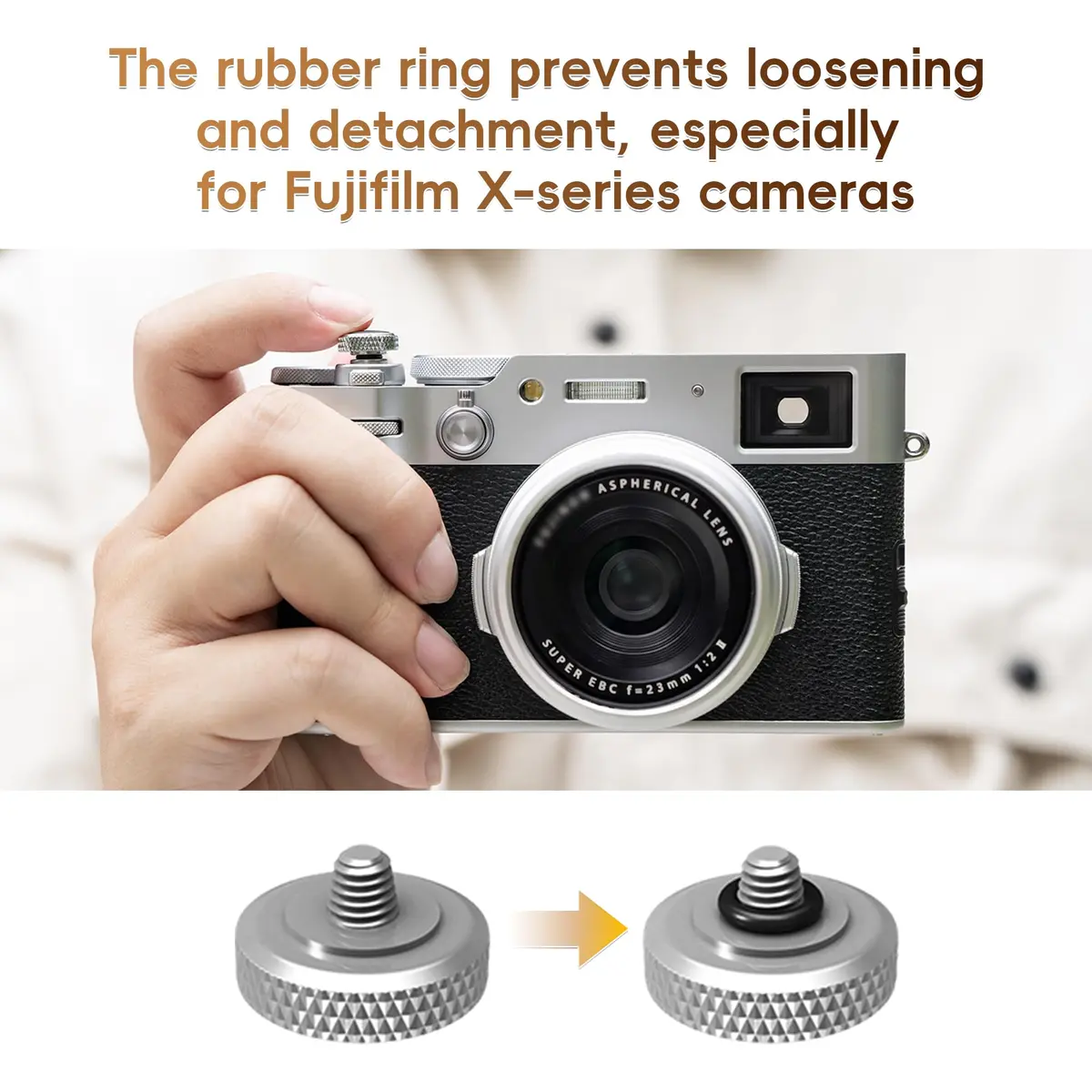 JJC Camera Soft Shutter Release Button for Fuji Fujifilm Leica Nikon Sony | Comfortable Copper & Leather - view 6