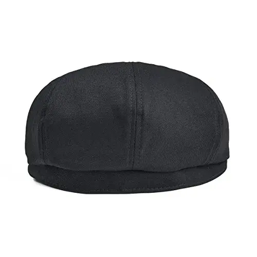 BOTVELA Men's 100% Cotton Newsboy Flat Cap | Black, Size 7 3/8 (58.5 cm) - view 4