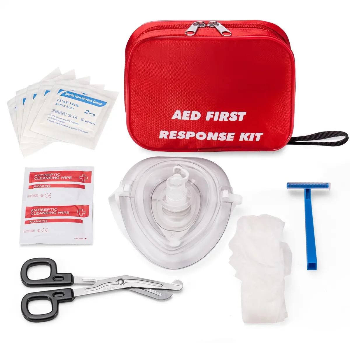 Medarchitect AED First Response Kit with CPR Mask, Gloves, Razor, Scissors, and Wipes | Essential for Emergency Preparedness - main product image